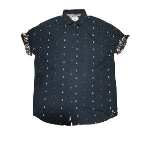 Denim & Flower‎ Men’s Ricky Singh Short Sleeve Shirt Size Medium anchors